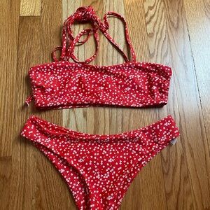 Red Floral Bikini Set